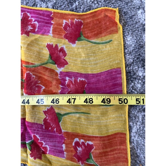 Elaine Gold Silk Scarf Colorful Floral Collection XIIX ltd 10.5" x 50" Oblong - Picture 7 of 7
